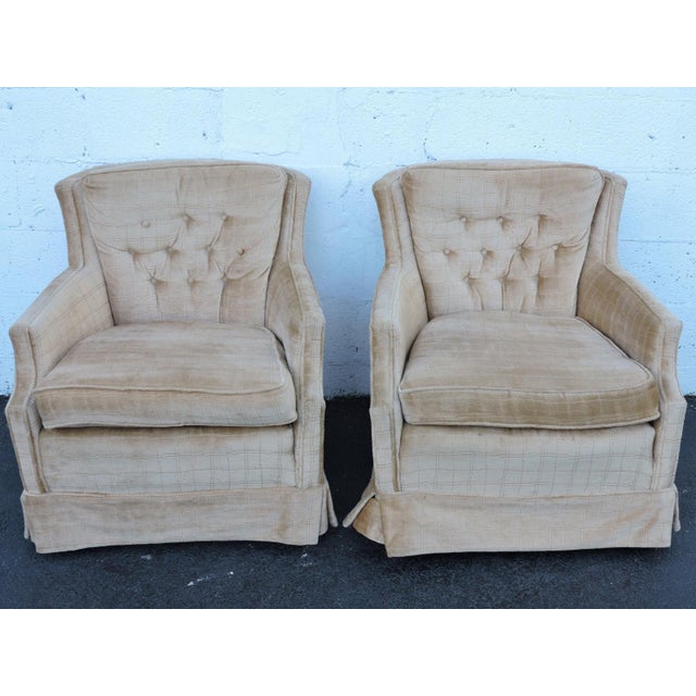 MidCentury Tufted Living Room Side Chairs Pair Chairish