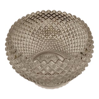 1920s Westmoreland Crystal (Clear) English Hobnail Cupped Nappy Depression Glass Bowl For Sale