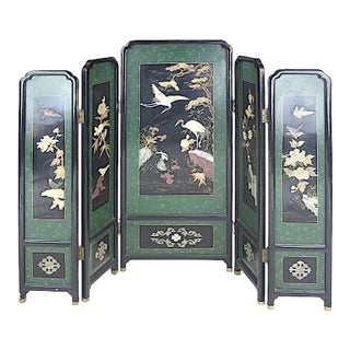 Edo Period Japanese Lacquer Screen With Gemstone & Stone Inlay Exquisite Colors & Style For Sale