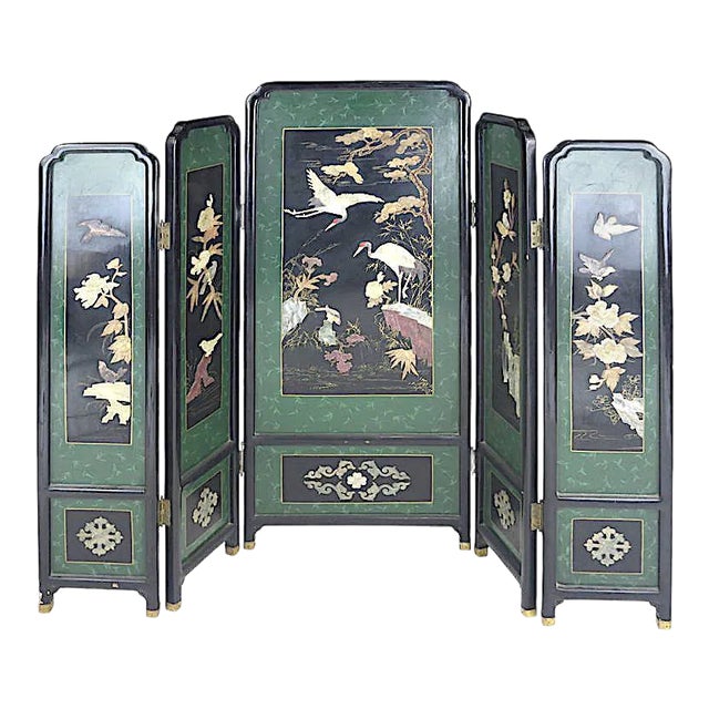 Edo Period Japanese Lacquer Screen With Gemstone & Stone Inlay Exquisite Colors & Style For Sale