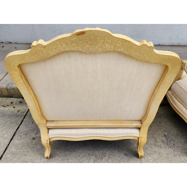 Drexel Heritage Louis XV French Armchairs Linen For Sale - Image 9 of 12