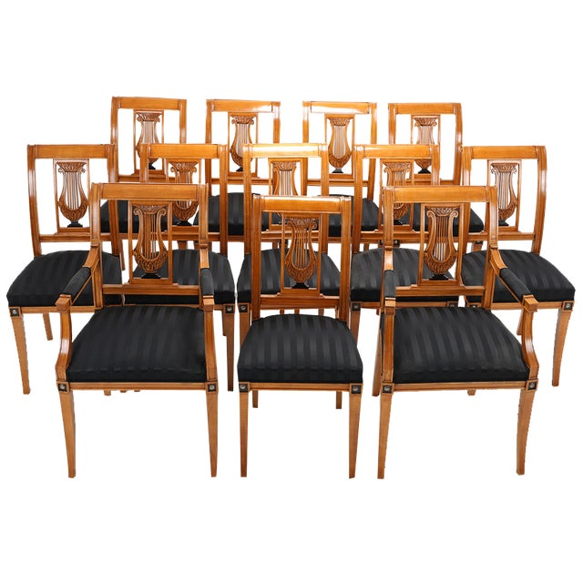 Classicist Style Dining Chairs, 1890s, Set of 12 For Sale