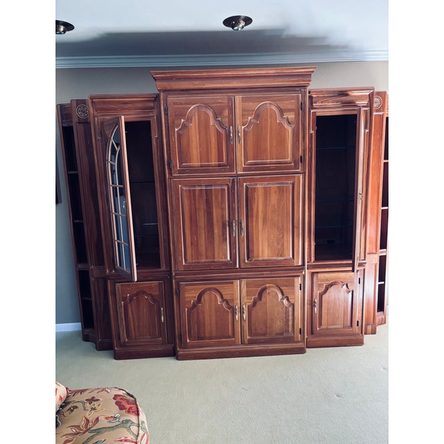 1980s Vintage Cherry 5 Piece Wall Unit With Lighting For Sale - Image 11 of 11