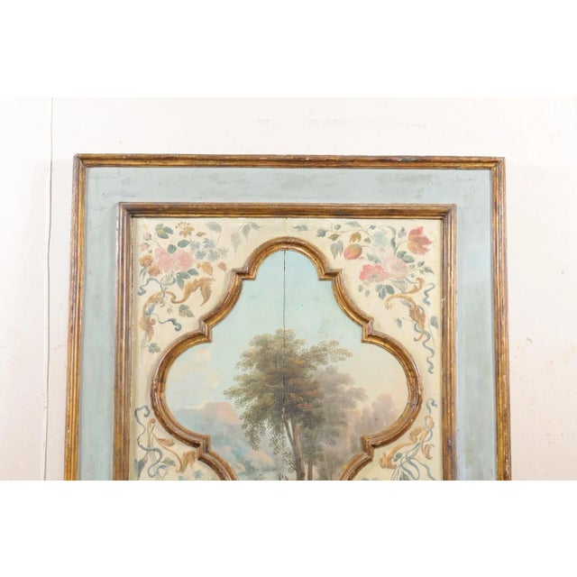 19th Century Italian Mirror with Landscape Painting For Sale In Atlanta - Image 6 of 13