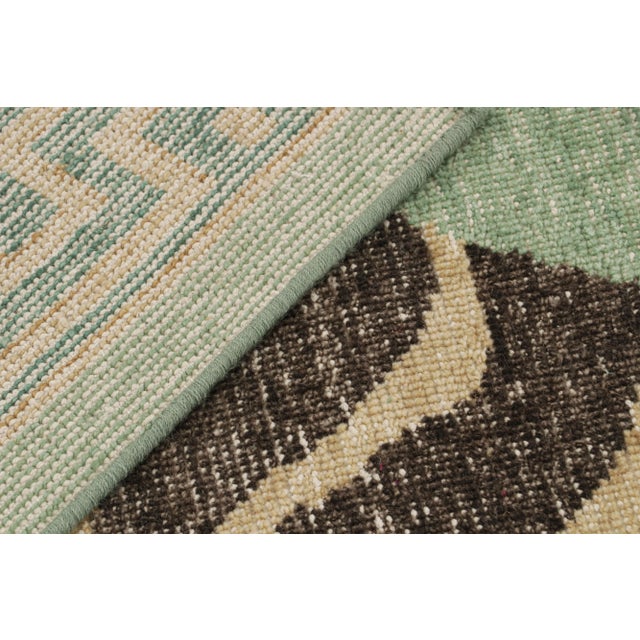 Textile Rug & Kilim’s Distressed Tiger Rug in Green With Beige and Black Pictorial For Sale - Image 7 of 7