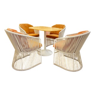 Vintage Outdoor Armchairs from Varaschin and Garden Table, Italy, 1980s, Set of 5 For Sale