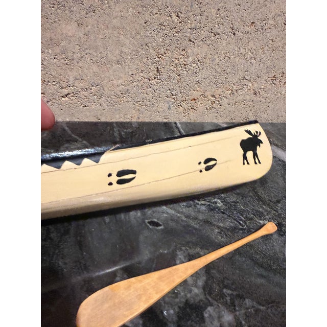 Peterborough Canoe Model Caramel Color Vintage Native American Handcrafted Wooden For Sale - Image 11 of 16