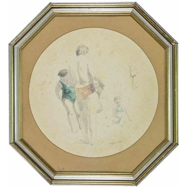 Pencil and watercolor drawing realized by Sigfrido Oliva. Hand signed. Includes a contemporary wooden frame cm. 48x45....