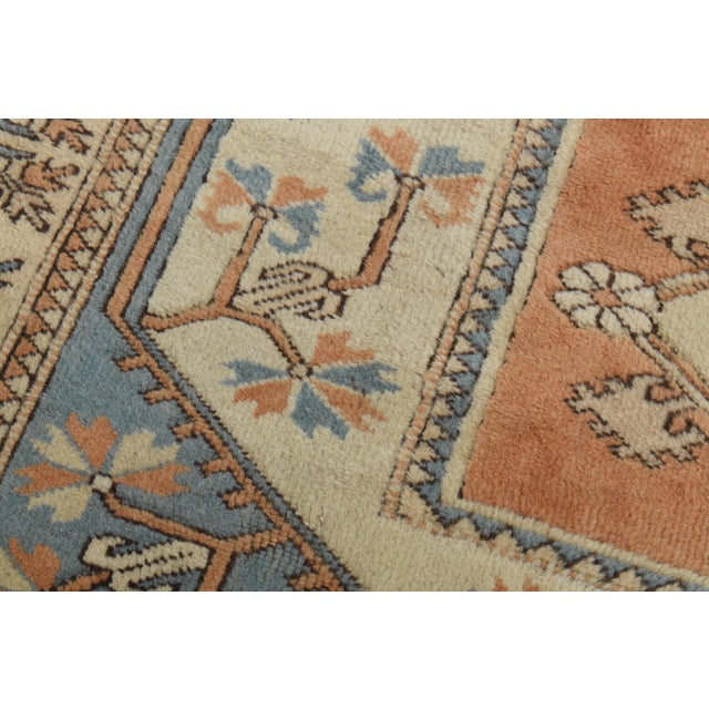 1970s 1970s Vintage Turkish Handmade Wool & Cotton Orange Area Rug For Sale - Image 5 of 11