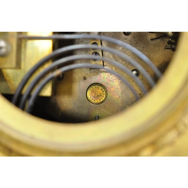 Early 20th Century S. Marti Medaille De Bronze Gold French Victorian Porcelain Figural Shelf Clock For Sale - Image 9 of 12