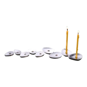 Vintage Anat Basanta 9 Pc Minimalist Abstract Brushed Aluminum "Sabra Leaves" Freeform Sculpture Art Hanukkah Menorah Israel