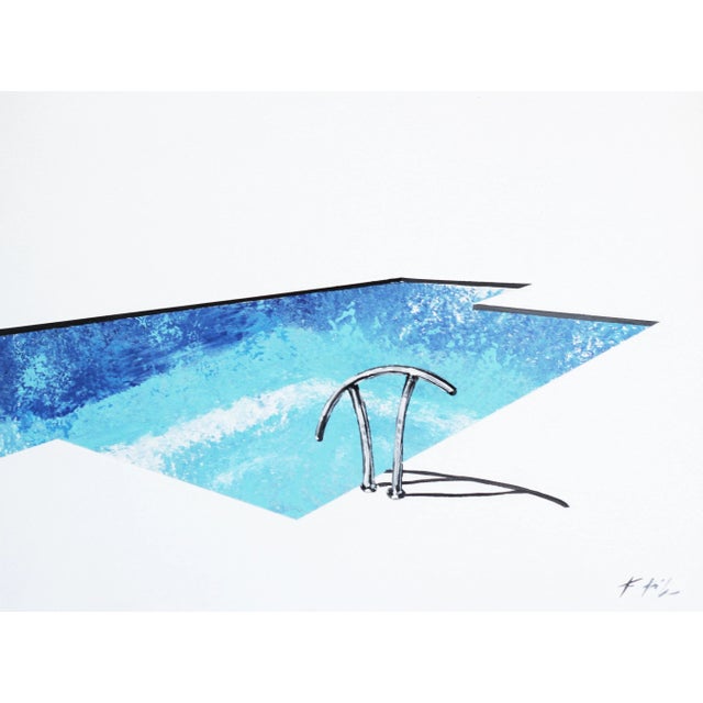 Cool and Deep - Minimalist Realism Pool Painting on Canvas - Original Artwork by Kathleen Keifer For Sale