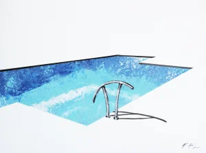 Cool and Deep - Minimalist Realism Pool Painting on Canvas - Original Artwork by Kathleen Keifer