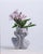 The Bee and Mother Nature by Karina Rodríguez | Oil on panel Still life of pink flowers in a vase For Sale - Image 4 of 5