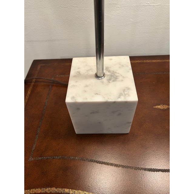 1970s Mid Century Modern Elongated Chrome & Marble Table Lamps - A Pair For Sale In Philadelphia - Image 6 of 7