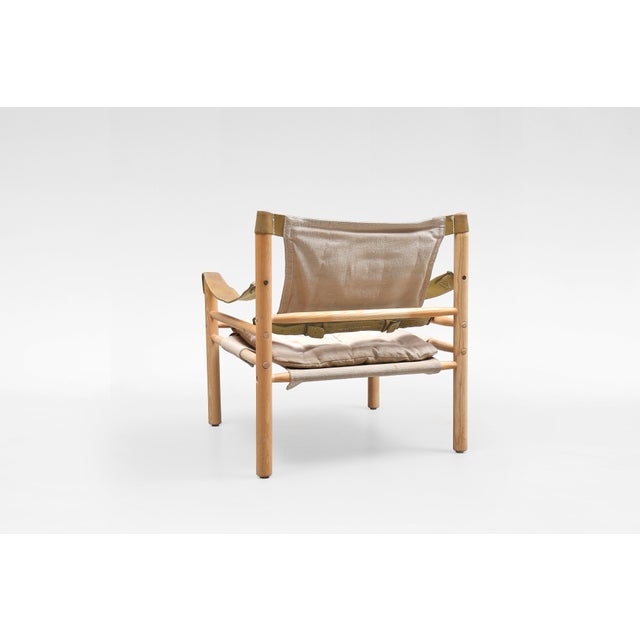 Mid-Century Modern 1960s Scirocco Safari Chair by Arne Norell in Beige Canvas For Sale - Image 3 of 6
