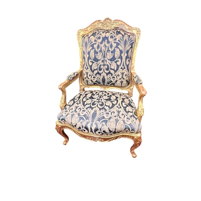 Amazing pair of Louis the XV Fauteuil armchairs. These chairs are solid, heavy wood very well-made. They are upholstered...