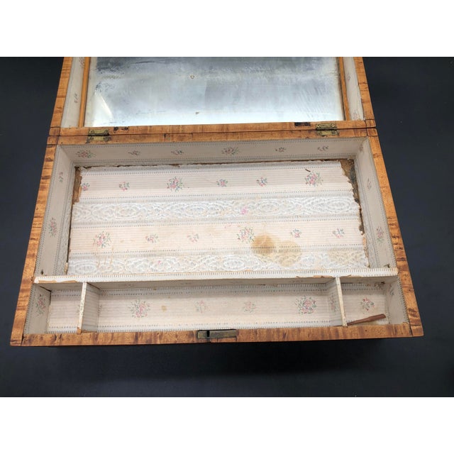 19 Century Birds Eye Maple American Wood Box, Hinged Lid For Sale - Image 12 of 17
