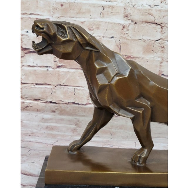 Metal Henry Moore Modern Art Abstract Jaguar Panther Cougar Lion Bronze Sculpture For Sale - Image 7 of 10