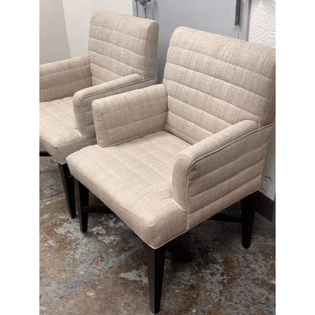 Contemporary Hickory White Channel Tufted Lounge Armchairs, Pair For Sale - Image 3 of 12