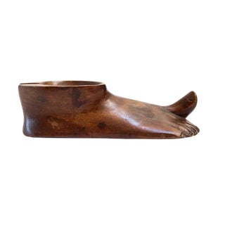 Carved Treen Foot Ashtray For Sale