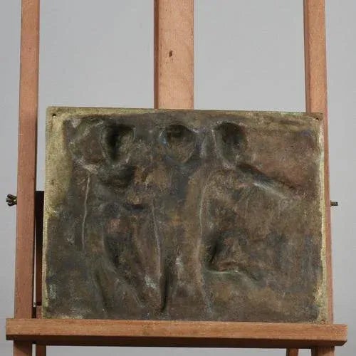 Metal Brass Fusion Plaque with Cherubs and Dancing Musicians For Sale - Image 7 of 8