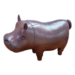 Omersa Leather Hippo Footstool For Sale