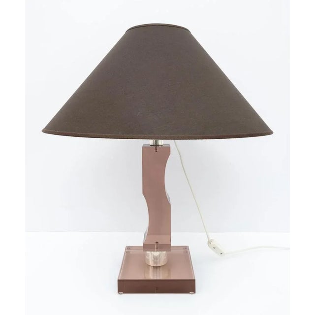 Mid-Century Italian Modern Acrylic Glass and Silver Table Lamp, 1970s For Sale - Image 4 of 9