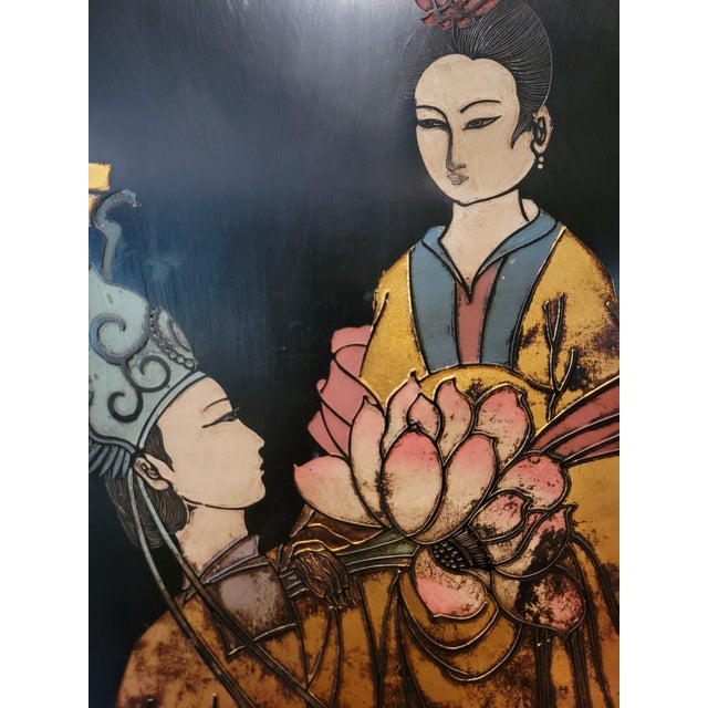 Mid 20th Century 8‑panel Asian Lacquer Folding Screen For Sale - Image 5 of 12