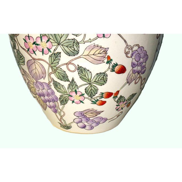 Ceramic Vintage Chinoiserie Strawberry Motif Vase For Sale - Image 7 of 10