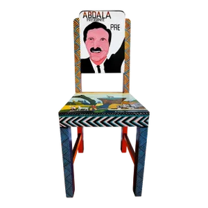 1990 Handpainted Political Folk Art Chair From Ecuador, Signed