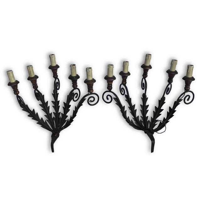 Wrought Iron Wall Lights, Set of 2 For Sale - Image 5 of 6
