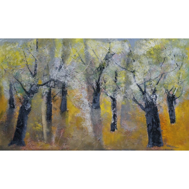 William Thon Olive Trees Abstract Expressionist Oil on Board Landscape Painting For Sale - Image 4 of 12