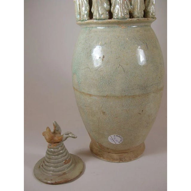 Ceramic Tall Song Dynasty Molded Yingqing Porcelain Funerary Urn For Sale - Image 7 of 10