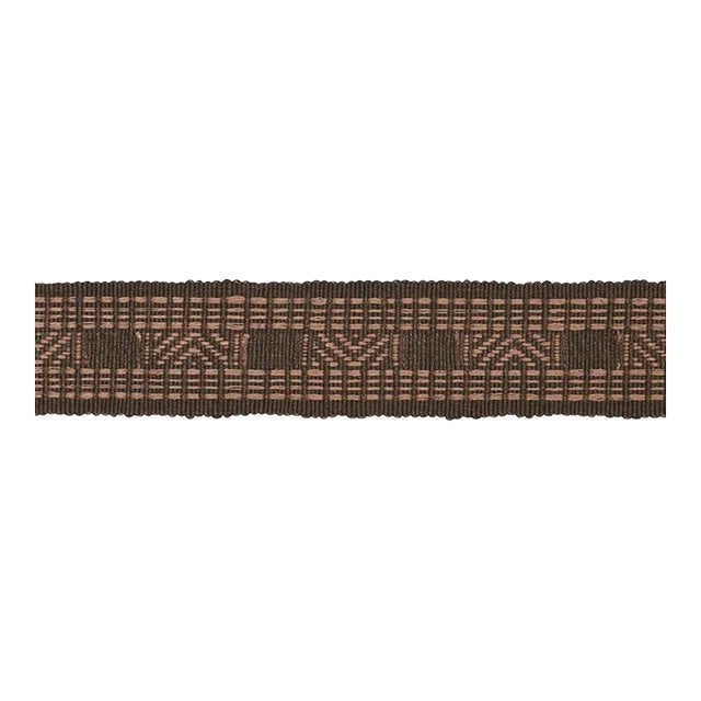 Schumacher Nael Linen Cotton Tape In Cedar Brown For Sale