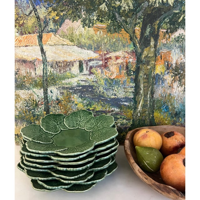 Art Nouveau Bordallo Pinheiro Geranium Bowls, Portugese- Set of 8 For Sale - Image 3 of 13