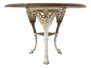 Victorian English White and Wood Cast Iron Table
