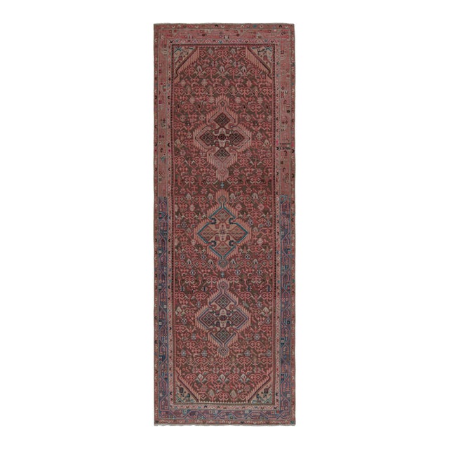 Vintage Persian Runner With Red, Beige-Brown Patterns by Rug & Kilim For Sale