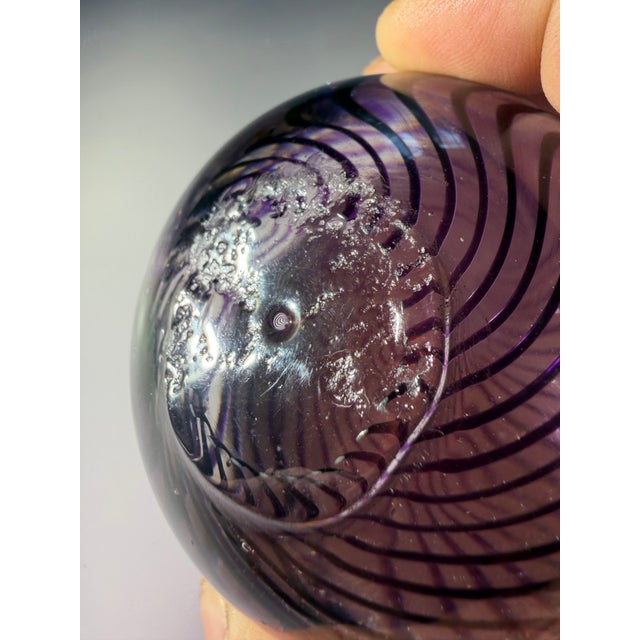 Vintage Hand-Blown Purple Ribbon Swirl Studio Art Glass Paperweight - 4" For Sale In Houston - Image 6 of 10