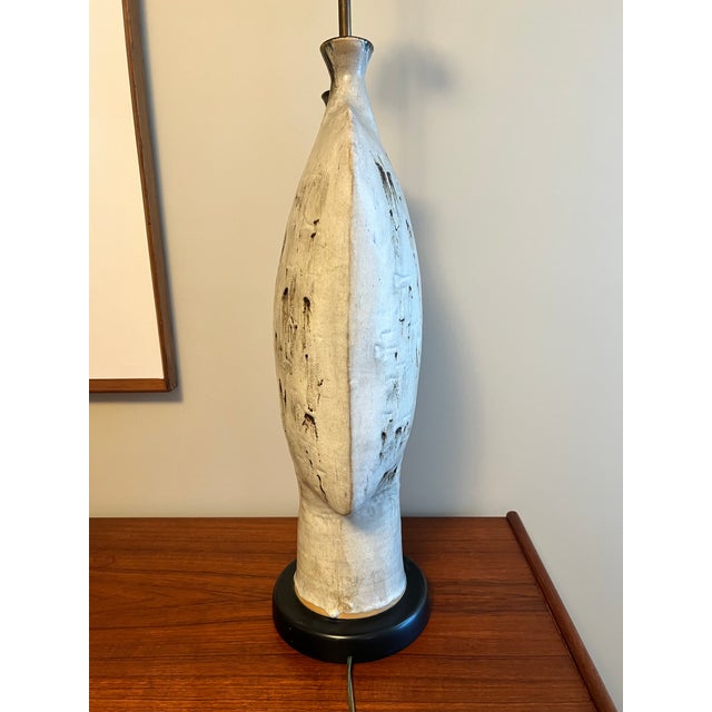 1960s Vintage Monumental 1960s Handmade Mid Century Modern Studio Stoneware Lamp For Sale - Image 5 of 10
