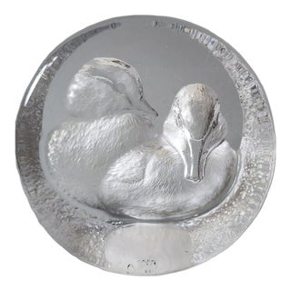 Vinatge Mats Jonasson Sweden Crystal Baby Ducks Art Glass Sculpture Paperweight For Sale