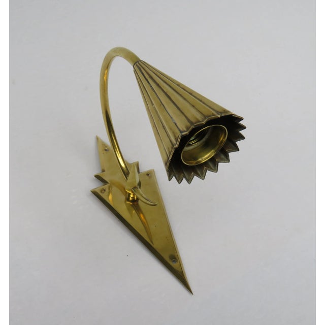 Metal Vintage Art Nouveau Brass Wall Applique For Sale - Image 7 of 16