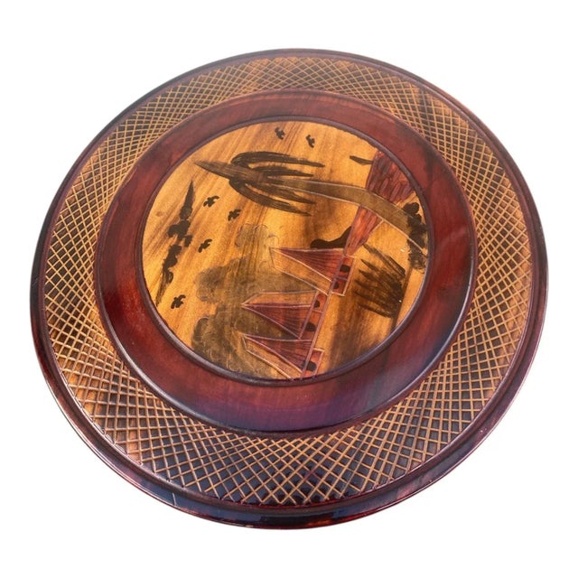 Wood Vintage Hand Carved Wood Pedestal Stand Fiji Island Art Small Accent Table Decor For Sale - Image 7 of 15