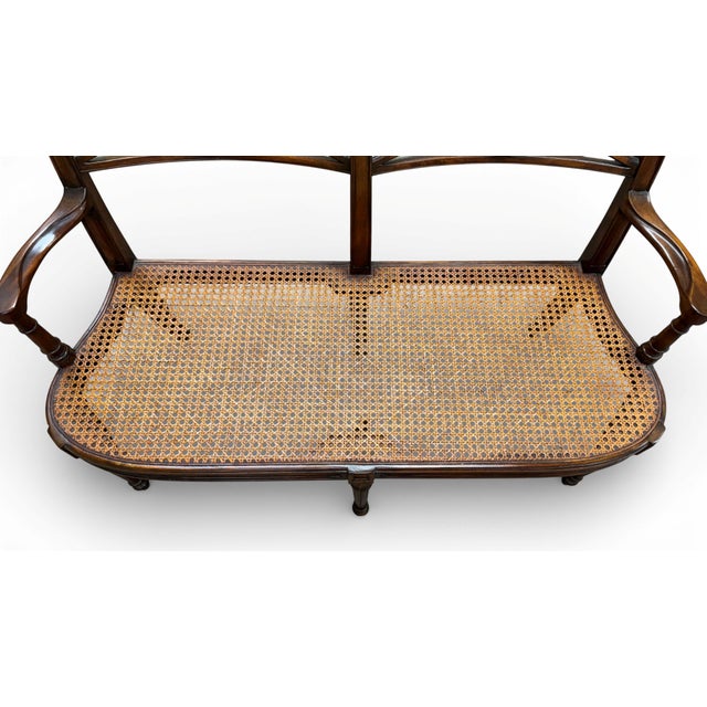 Theodore Alexander Regency Cane Seat Carved Wood Settee For Sale - Image 11 of 18