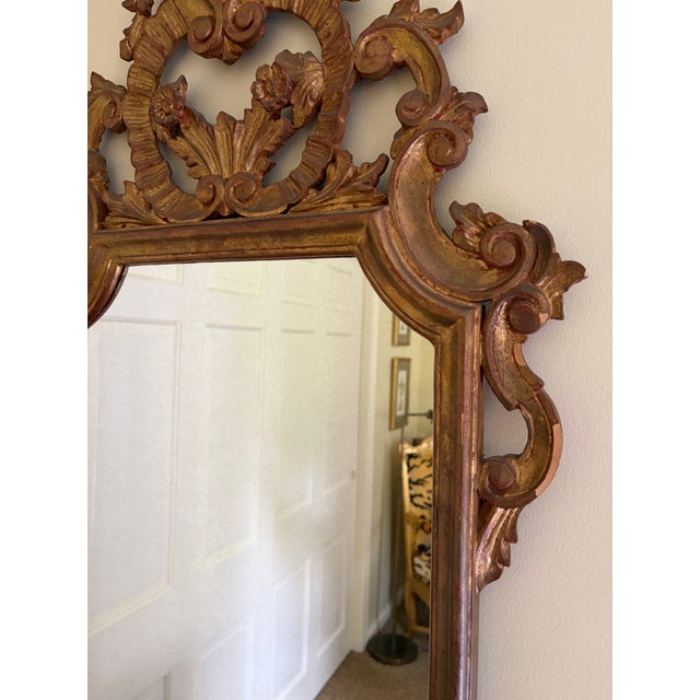 Late 19th Century Antique Italian Rococo Giltwood Mirror With Exceptional Carved Crest, 19th Century For Sale - Image 5 of 15