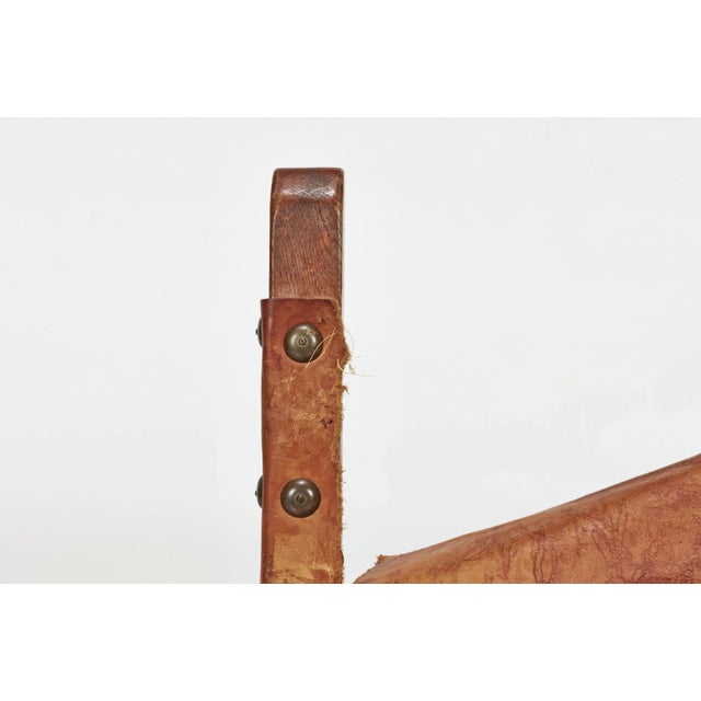 Early 20th Century Spanish Hand-Crafted Oak & Cognac Studded Leather Dining Chairs- Set of 8 For Sale - Image 10 of 12