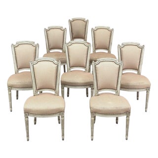 Set of 8 French Louis XVI Painted Dining Chairs For Sale