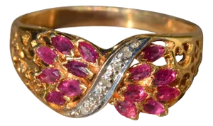 The Brandilyn: Ladies 14K Gold Ruby and Diamond Cocktail Ring