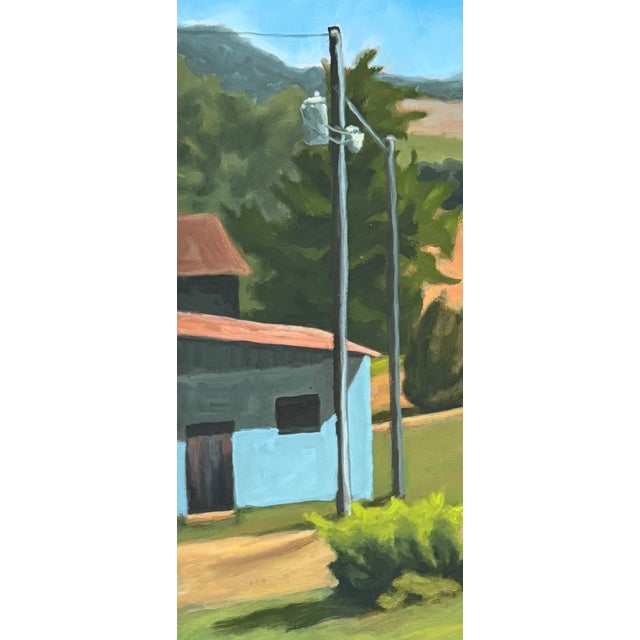 "View from Upstairs Porch, Nimrod Hall, Bath County, Virginia". This landscape oil painting is a view of the vegetable...