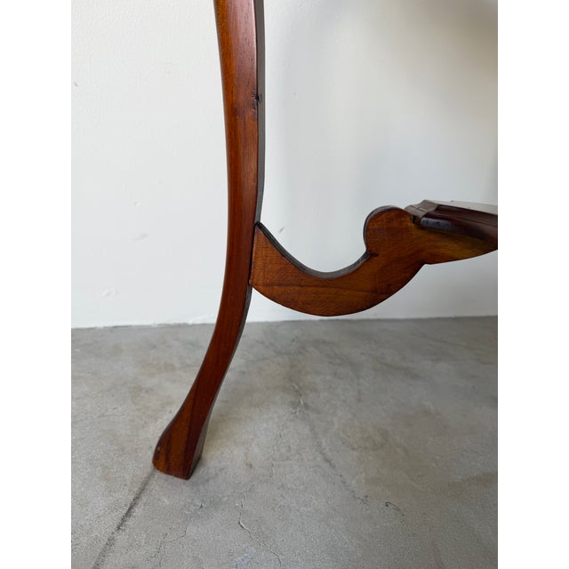 Vintage Carved Mahogany Wood Scalloped End Table With Lower Shelf For Sale - Image 10 of 12